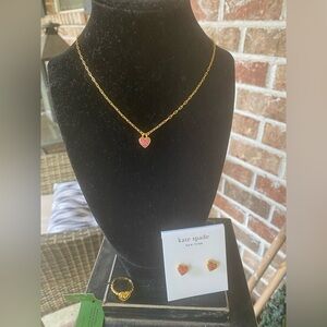 Kate Spade With All My Heart Pavé and Golden Hour Heart Ring size 6 Bundle